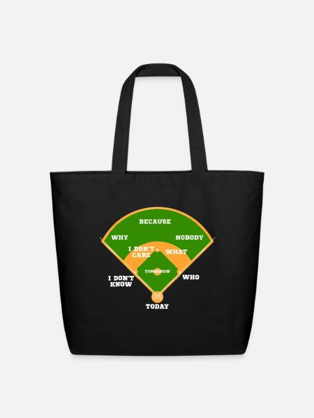 Whos On First Baseball Diamond Fielding Card - Eco-Friendly Cotton Tote - black
