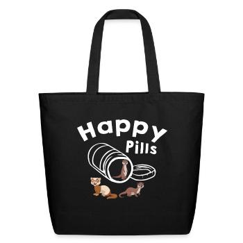 Ferret Happy Pills - Eco-Friendly Cotton Tote - black - Front