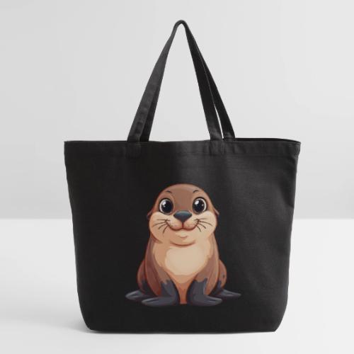 Smiling Cartoon Brown Sea Lion - Eco-Friendly Cotton Tote