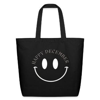 Happy December - Eco-Friendly Cotton Tote - black - Front