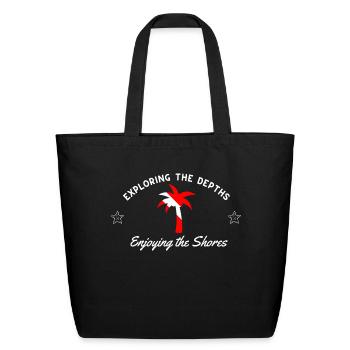 Exploring The Depths Enjoying The Shores - Eco-Friendly Cotton Tote - black - Front