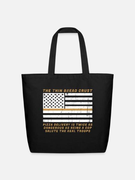 The Thin Bread Crust Salute The Real Troops - Eco-Friendly Cotton Tote - black