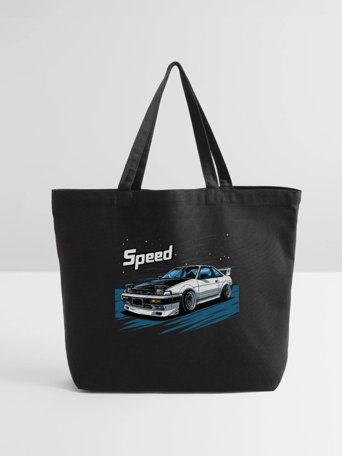 Toyota AE86 - Eco-Friendly Cotton Tote - black - Front