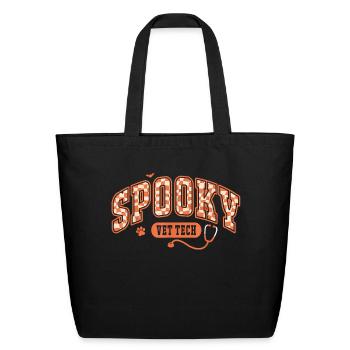 Spooky Vet Tech Veterinarian Halloween Checkerboar - Eco-Friendly Cotton Tote - black - Front