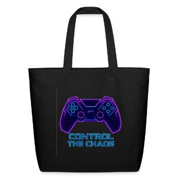 Control The Chaos Gamer T-Shirt - Eco-Friendly Cotton Tote - black - Front