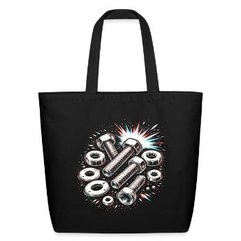 Screws Nuts Mechanic Tool Design - Eco-Friendly Cotton Tote - black - Front
