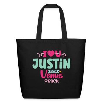 I Love You Justin Valentines - Eco-Friendly Cotton Tote - black - Front