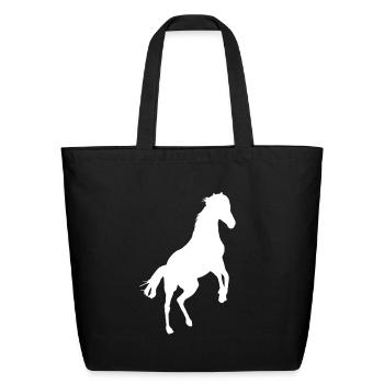 Horse silhouette v2, rearing horses, great horses - Eco-Friendly Cotton Tote - black - Front