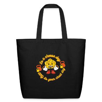 tasty mouth watering yummy extra cheese day - Eco-Friendly Cotton Tote - black - Front