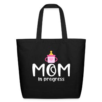 Mom In Progress, Future Mom Gift Idea New Mom - Eco-Friendly Cotton Tote - black - Front