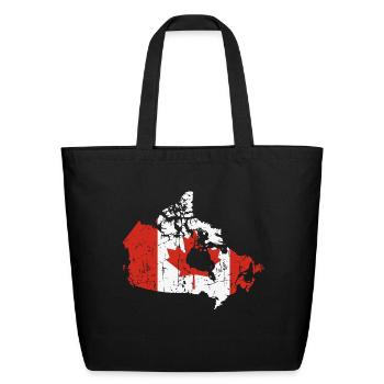 canada map - Eco-Friendly Cotton Tote - black - Front
