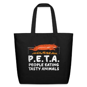 People Easting Tasty Animals - Eco-Friendly Cotton Tote - black - Front