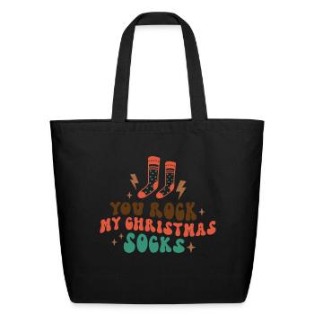 You Rock My Christmas Socks - Eco-Friendly Cotton Tote - black - Front