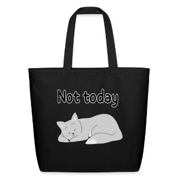 Lazy cat ,Cute cat , funny cat ,cat miaw lover - Eco-Friendly Cotton Tote - black - Front