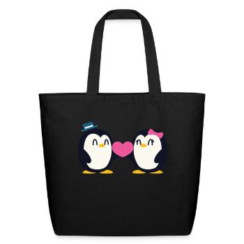 Sweet penguins lover design - Eco-Friendly Cotton Tote - black - Front