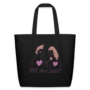love love love - Eco-Friendly Cotton Tote - black - Front