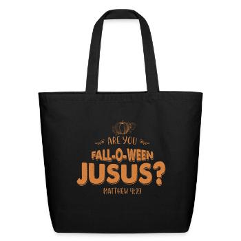 Retro Fall Religious Shirt - Eco-Friendly Cotton Tote - black - Front