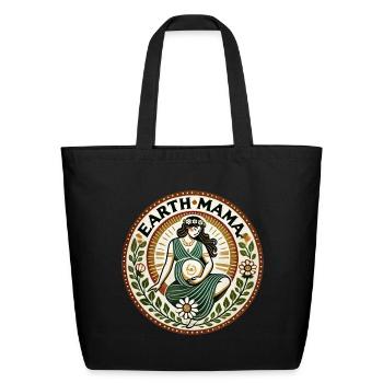 Earth Mama Circle Art - Eco-Friendly Cotton Tote - black - Front