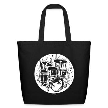 Drum Kit Drawing - Eco-Friendly Cotton Tote - black - Front