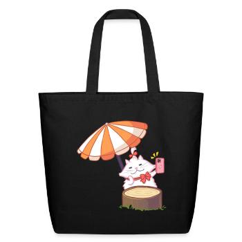 Selfie Queen Meow - Eco-Friendly Cotton Tote - black - Front
