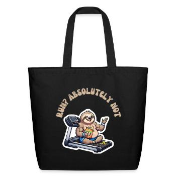 Reluctant Sloth Treadmill Run - Eco-Friendly Cotton Tote - black - Front