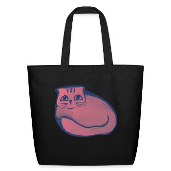 cat loaf - Eco-Friendly Cotton Tote - black - Front