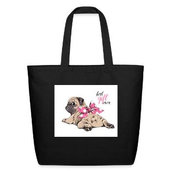 Girl Pug - Eco-Friendly Cotton Tote - black - Front