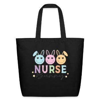 Nurse Bunny Easter Bunny - Eco-Friendly Cotton Tote - black - Front