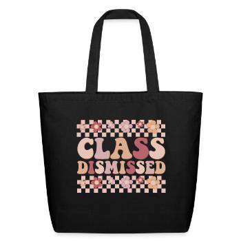 Class Dismissed Retro Floral - Eco-Friendly Cotton Tote - black - Front