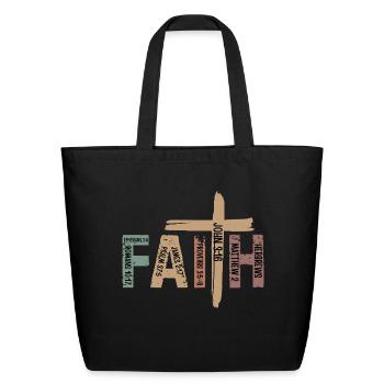 Faith Cross Christian Religious - Eco-Friendly Cotton Tote - black - Front