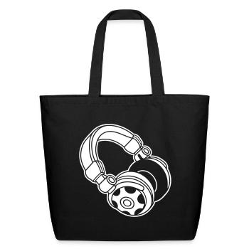 DJ Headphones Music Silhouette - Eco-Friendly Cotton Tote - black - Front