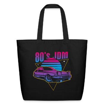 Neon 80s JDM Car Sunset - Eco-Friendly Cotton Tote - black - Front