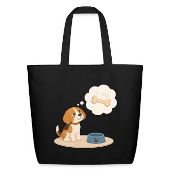 Beagle dreaming of a bone - Eco-Friendly Cotton Tote - black - Front