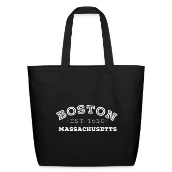 Boston Massachusetts - Eco-Friendly Cotton Tote - black - Front