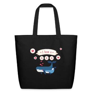 i love you mom whale - Eco-Friendly Cotton Tote - black - Front