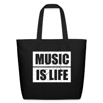 Music is life - Eco-Friendly Cotton Tote - black - Front