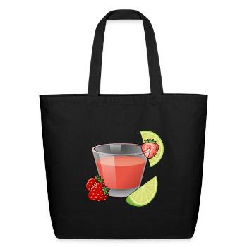Strawberry Daiquiri Cocktail - Eco-Friendly Cotton Tote - black - Front