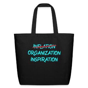 Inflation - Organisation - Inspiration - Sac fourre-tout en coton naturel - noir - Devant