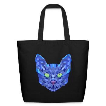 Blue cat face - Eco-Friendly Cotton Tote - black - Front