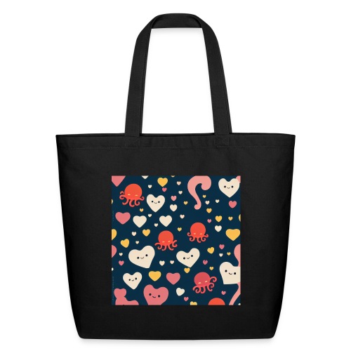 Hearts and Octopuses Swimming In The Sea - Super C - Eco-Friendly Cotton Tote