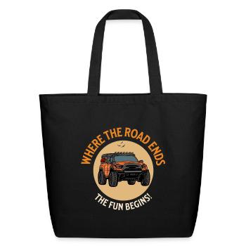 Where the road ends the fun begins toyota hilux - Eco-Friendly Cotton Tote - black - Front