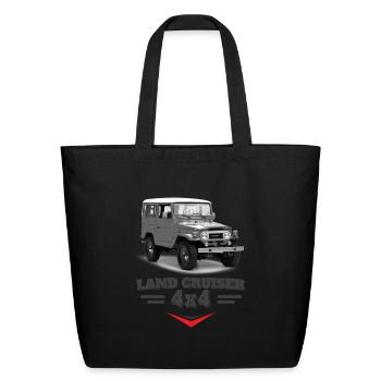 Toyota Land Cruiser J40 Off-Road Car - Eco-Friendly Cotton Tote - black - Front