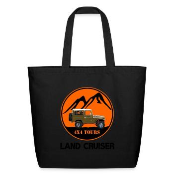 Toyota Land Cruiser J40 Off-Road Car Mountain - Eco-Friendly Cotton Tote - black - Front