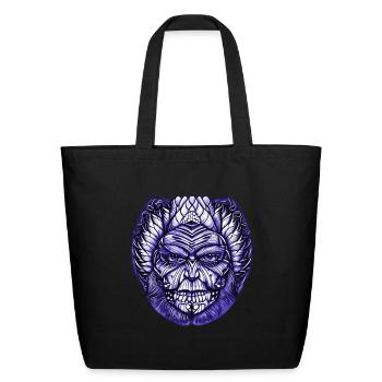 strange face sketch purple - Eco-Friendly Cotton Tote - black - Front