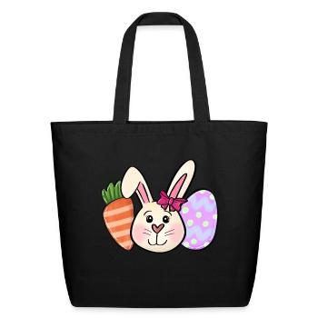 Easter Bunny - Eco-Friendly Cotton Tote - black - Front