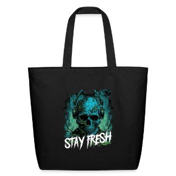 Zombie skull Disc Jockey - Eco-Friendly Cotton Tote - black - Front