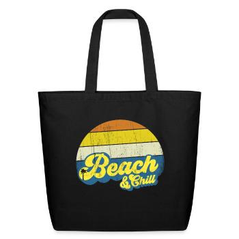 Beach And Chill - Eco-Friendly Cotton Tote - black - Front