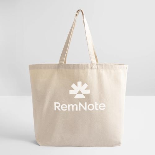 White logo with text, vertically stacked - Eco-Friendly Cotton Tote