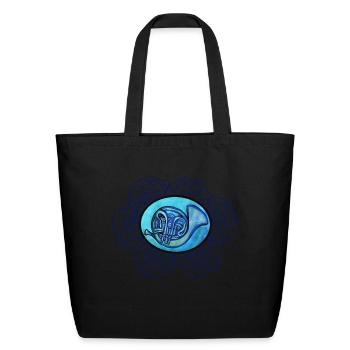 french horn - Eco-Friendly Cotton Tote - black - Front