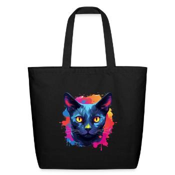 Russian Blue Cat color splashes Paint Splashes - Eco-Friendly Cotton Tote - black - Front
